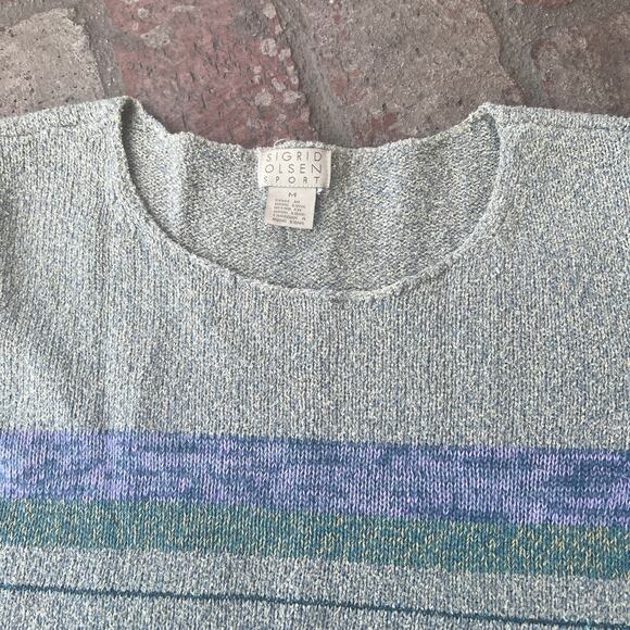 Vintage Sigrid Olsen Sport Knit Short Sleeve Sweater Size M - Picture 2 of 3